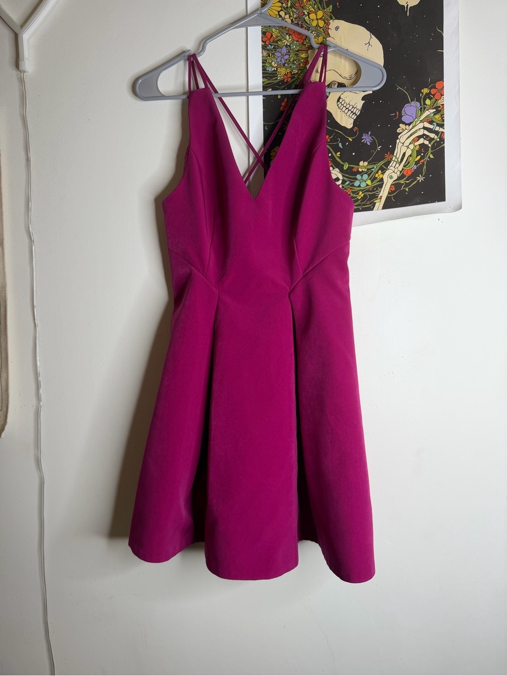 Topshop Magenta Spaghetti Strap Dress